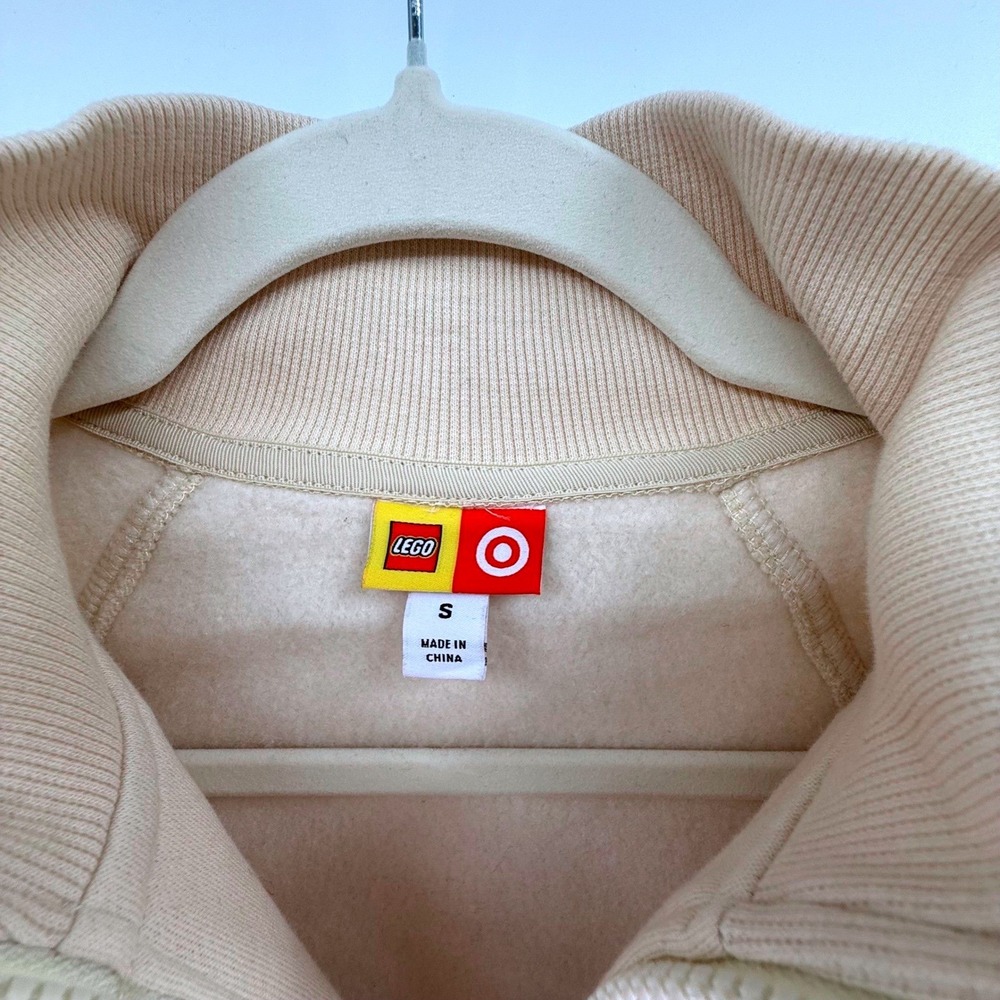 LEGO x Target Full Zip Hoodie Fleece Jacket Colorblock Beige Small‎ - Picture 2 of 4